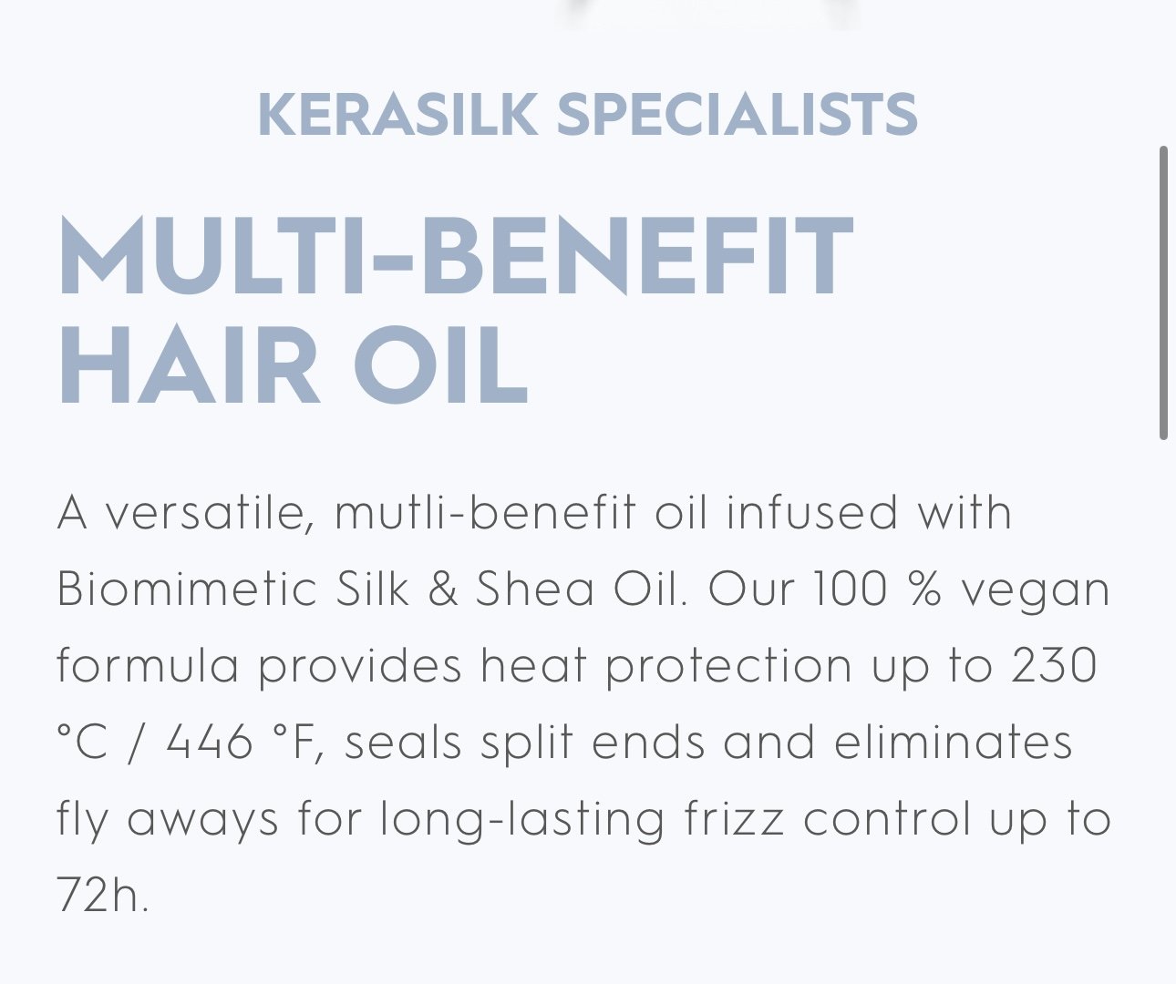 KERASILK SPECIALISTS MULTI-BENEFIT HAIR OIL